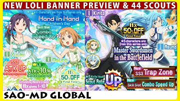 New Loli Banner Preview & 44 Scouts Asuna Kirito Rate Up Master Swordsmen (SAOMD Memory Defrag)