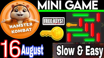 16th August 🔑🐹 HAMSTER KOMBAT AIRDROP: Mini Game Solved, slow step by step! 🎮