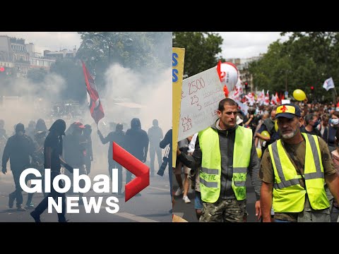 Bastille Day: Anti-government protesters face off with police in Paris