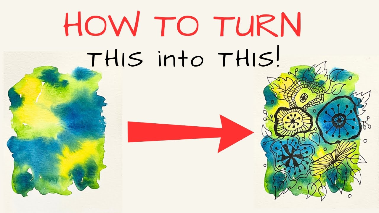 Reverse Watercolor Painting Flower Doodles - YouTube