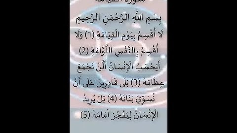 سورة القيامة ( بصوت شجي وخشوع ) الجزء 29 مكتوبة بخط كبير نمط طولي