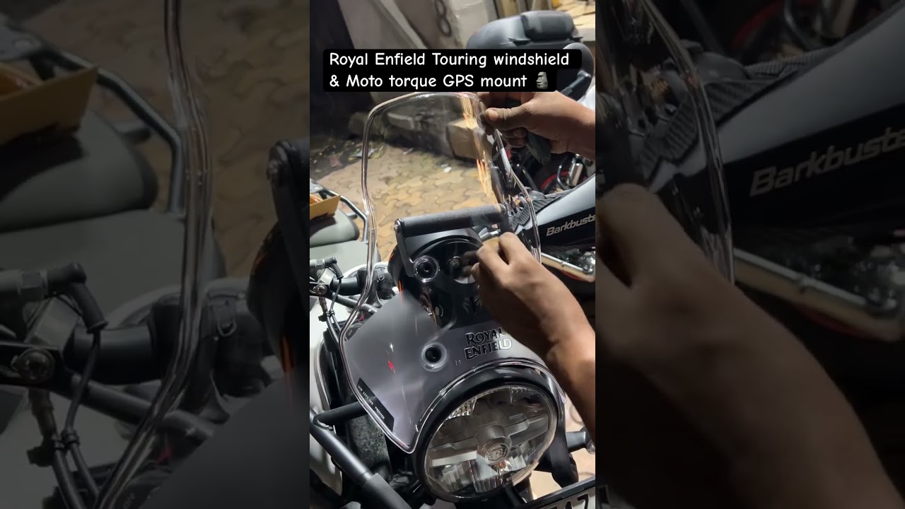 Royal Enfield Touring Windshield & Moto torque GPS Mount. Perfect for long touring 