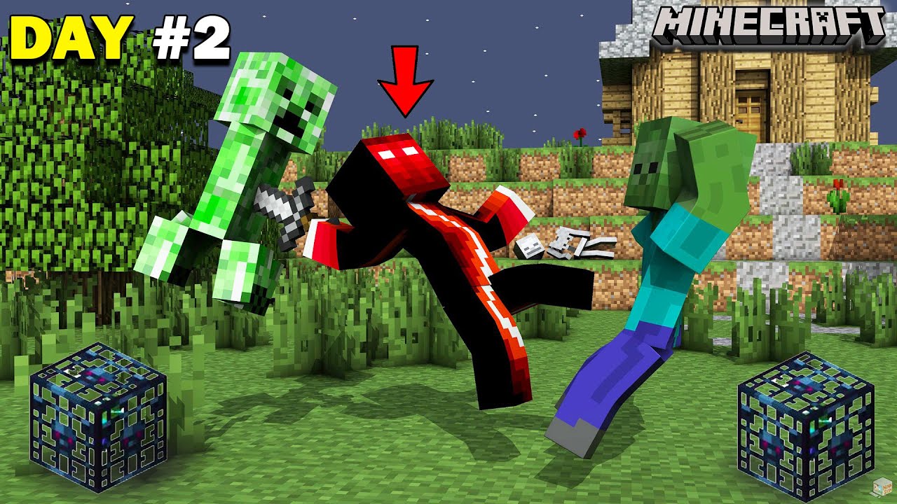 Minecraft But I Found Two Spawners ! Minecraft survival Day #2 - YouTube