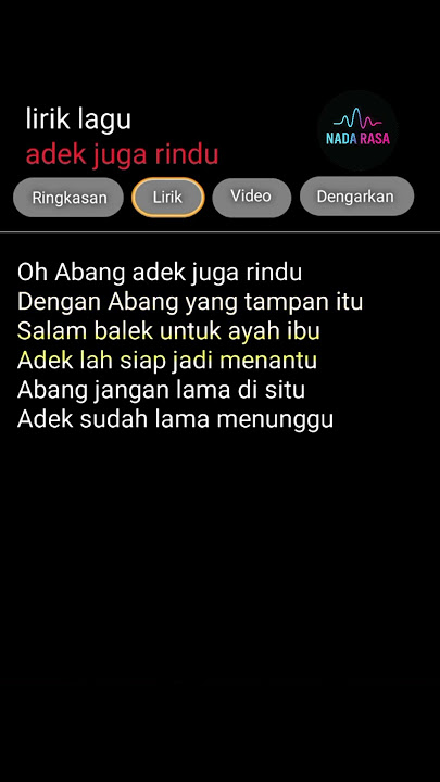 OH ABANG ADEK JUGA RINDU || Lagu Viral Tiktok #liriklagu #lyrics #shorts