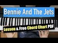 How to play Bennie And The Jets : Easy Piano Lesson With Chord Chart Free PDF