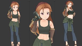 [Blender   3DCoat   CSP]3D Lowpoly TimeLapse (Blacksmith Girl)