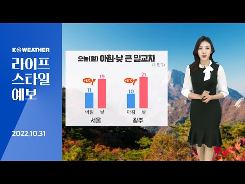 [날씨] 10월31일_오늘(월) 한낮 온화하지만, 큰 일교차 유의…일부 내륙 안개