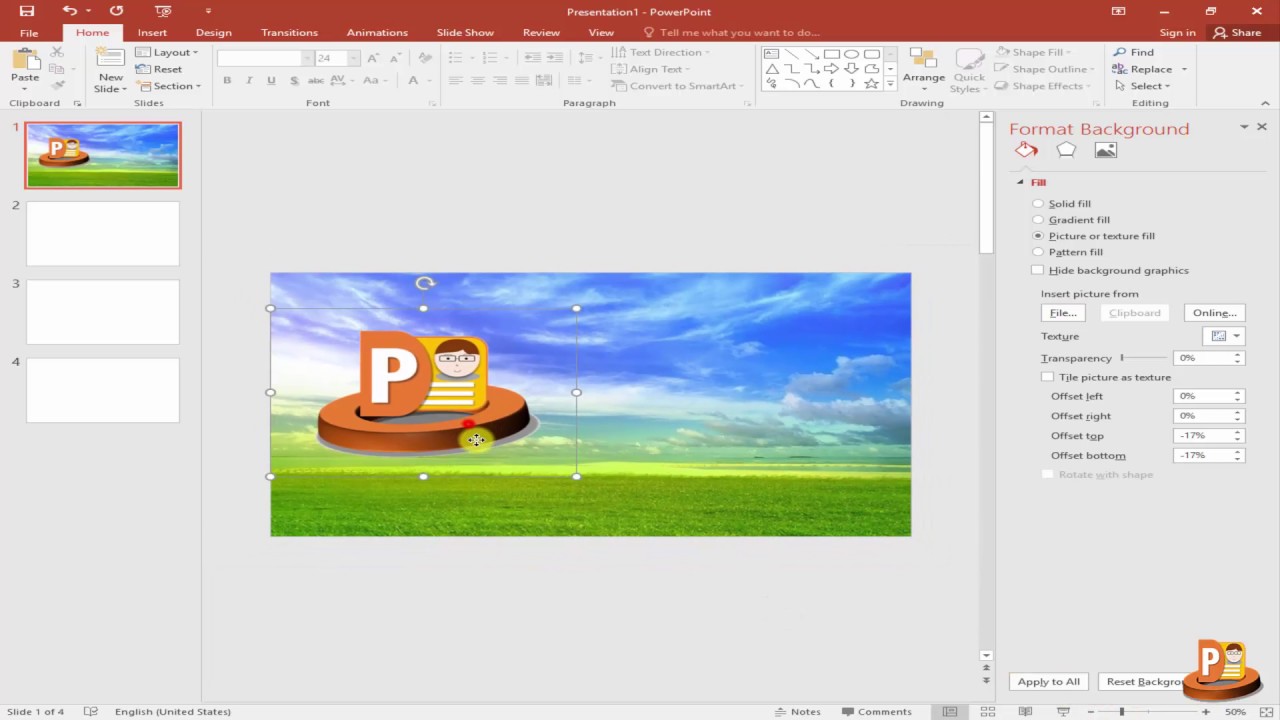 ใส่พื้นหลัง powerpoint 2010  Update  Powerpoint เทคนิค  5. การใส่รูปและเปลี่ยนพื้นหลัง