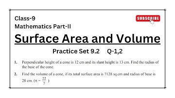 Surface Area and Volume | Class 9 | Practice Set 9.2 Q-1,2