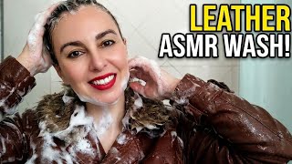 Asmr Wet Leather Jacket Relaxing Hair Wash Foam And Shower Sounds