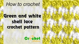 Green and white shell lace pattern - Free crochet pattern