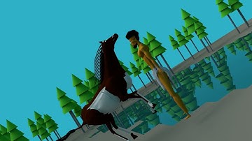 my fist 3d animated man and a horse clip, still learning 3D