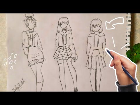 Sketch with me 🎨 HOW TO DRAW CUTE ANIME CLOTHES - كيفية رسم ملابس انمي لطيفة وسهلة - رسم انمي سهل 🌾💫