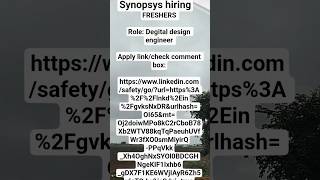 Freshers|Synopsys|Hiring #jobs#semiconductor#freshers#vlsiprojects#hiring