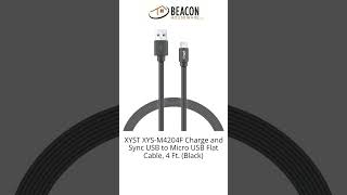 XYST XYS-M4204F Charge and Sync USB to Micro USB Flat Cable 4 Ft. (Black)