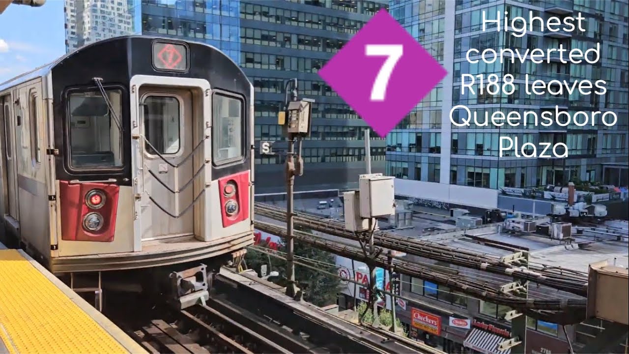 Flushing bound {7} train leaves Queensboro Plaza (7586-7936-7590 as ...