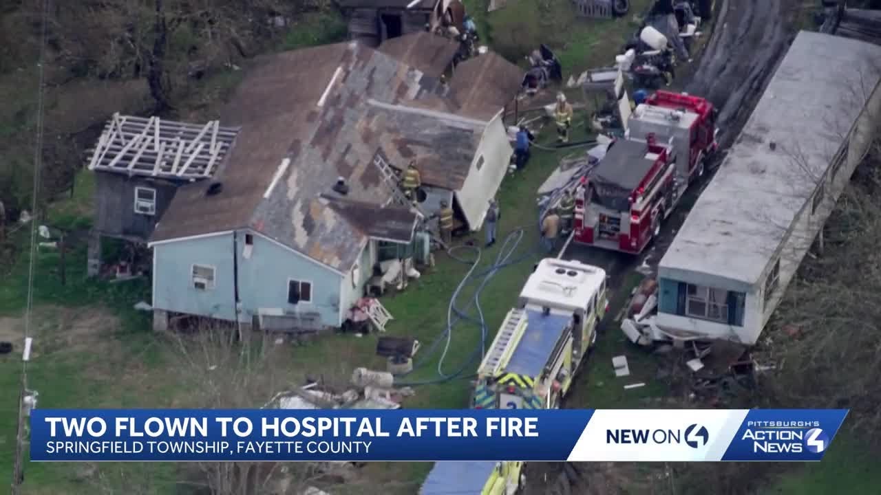 Two people flown to hospital after Fayette County fire - YouTube