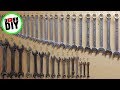 Plywood tool storage for wrenches in workshop  homemade  simple woodworking project