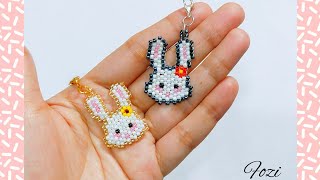 Beaded bunny tutorial🐰 brick stitch pattern💚 #diy #bunny
