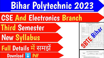 Bihar Polytechnic New Syllabus 2023 ll Sbte New Syllabus llSbte 3rd semester syllabus#helloengineers