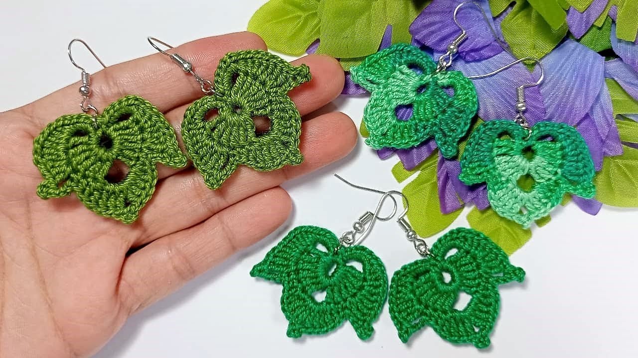 CROCHET EARRINGS | HOW TO CROCHET STYLISH LEAF EARRINGS | LEAF TUTORIAL | CROCHET FOR BEGINNERS