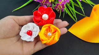 Amazing Flower Craft Ideas with Ribbon - Hand Embroidery Easy Trick - DIY Ribbon Flowers