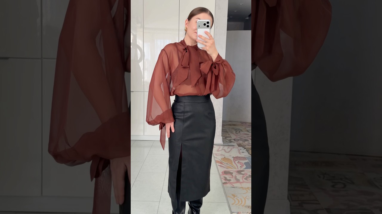 Красный джемпер ЯМ YM10221560, Юбка Lamoda MP002XWOGAIX, Блузка Lamoda MP002XWOV5Y8 