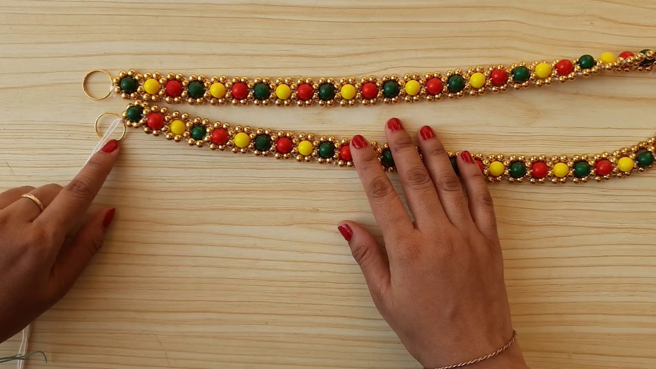 How to make bandhanwal at home| DIY pearl toran| how to make easy  moti toran at home|wall hanging