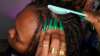 ASMR Scalp Scratching and Dandruff removal with a fine tooth comb in between braids #asmr #relax 
