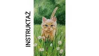 Kot na łące 🐾- jak namalować kota farbami akrylowymi | INSTRUKTAŻ 🎨🖌️