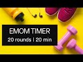 EMOM Timer | Every Minute On the Minute | 20 Rounds | 20 Minutes | No Music