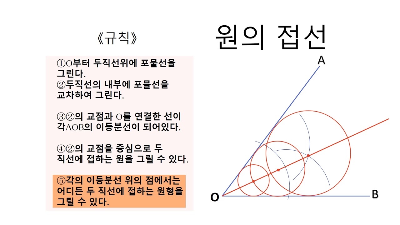 中1_円の接線_二直線に接する円の描き方(韓国語版) - YouTube