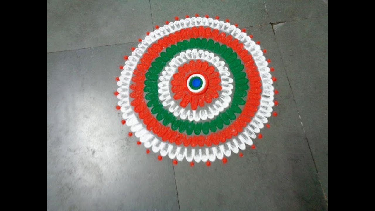 how to draw nice indian flag three colour in rangoli design crated by