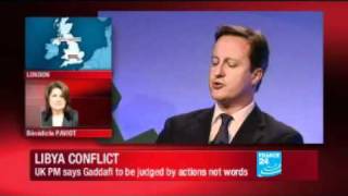 Libya conflict: UK PM says Gaddafi to be judged by actions not words
