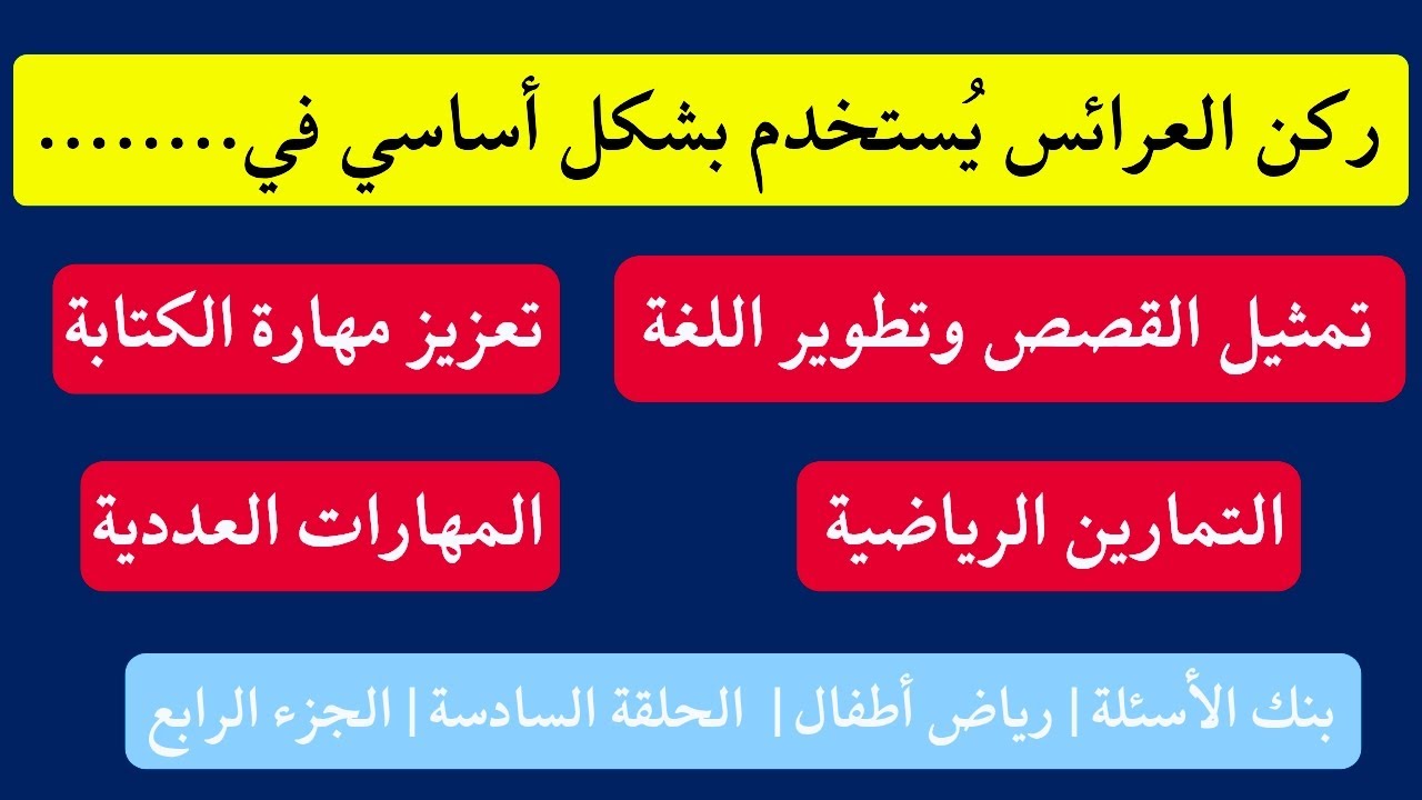 بنك الأسئلة|رياض أطفال| الحلقة6|الجزء الرابع| الأركان التعليمية|أسئلة لن تجدها في أي مكان| ابتكاااار