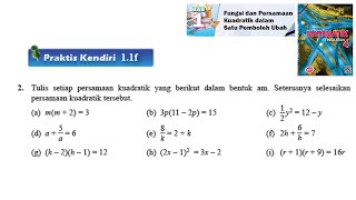 KSSM Matematik Tingkatan 4 Bab 1 Fungsi dan persamaan kuadratik dalam satu praktis kendiri 1.1f no2