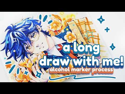 A Long DRAW WITH ME! Alcohol Marker Process💫