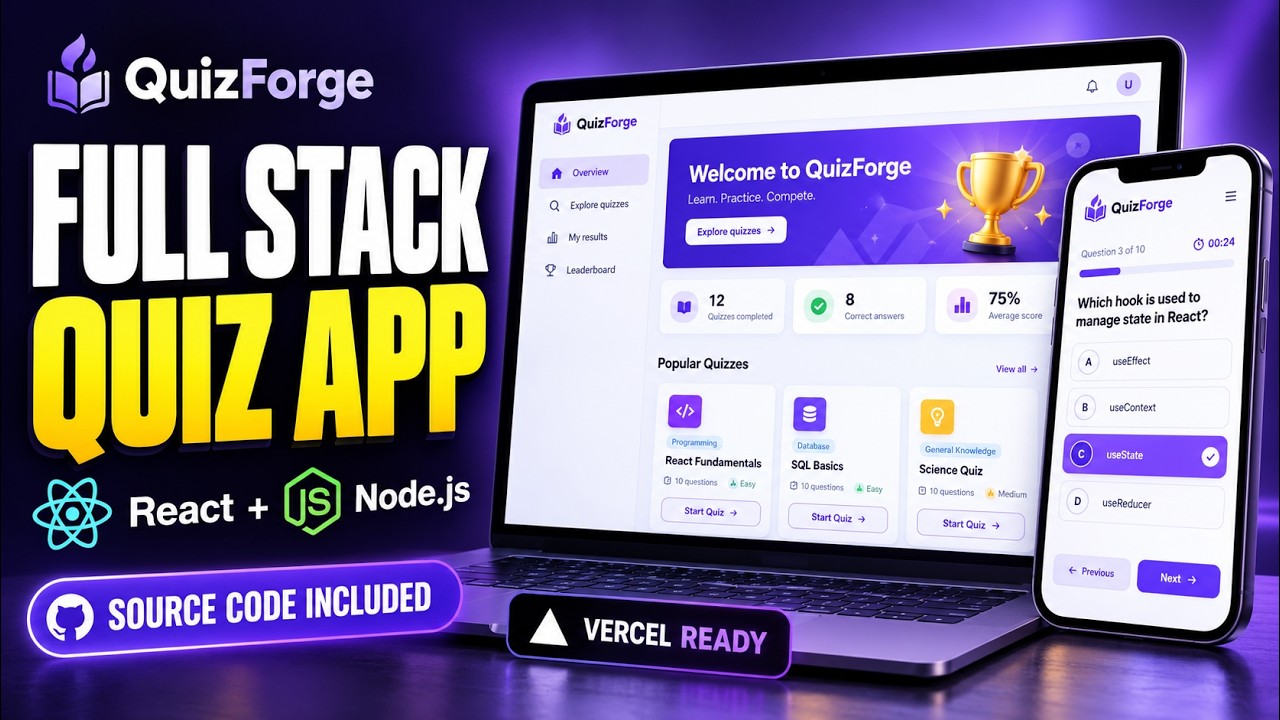 Full Stack Quiz App with React & Node.js | Source Code + Vercel Demo ...