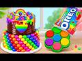 Cute Mini Rainbow Cake with Melting Heart 💖🌈 Sweet Tutorial✨Tiny Treat Creations
