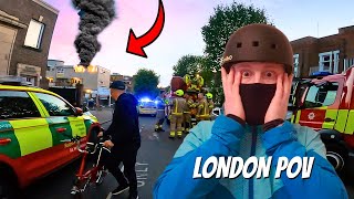 FIRE IN LONDON! POLICE SHUT DOWN ROADS! Just Another Day Delivering Food In London | GoPro POV