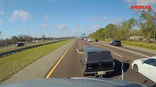 Road Rage Driver Stops Traffic | Brake Check Gone Wrong | Car Pushed By Semi