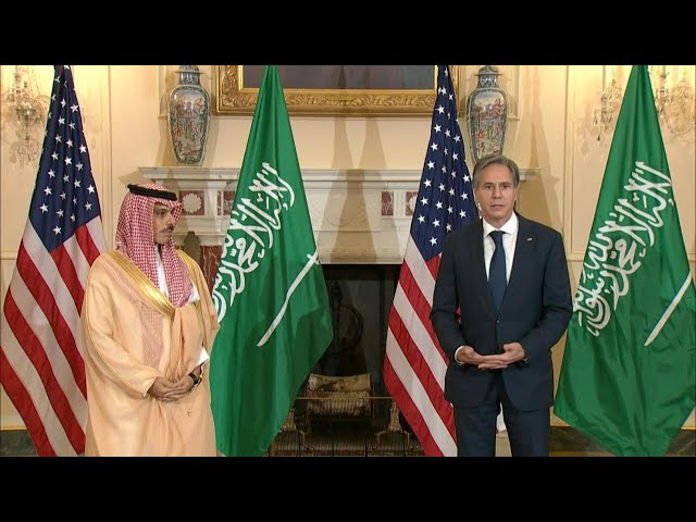 Blinken meets with Saudi FM Faisal bin Farhan Al Saud | AFP class=