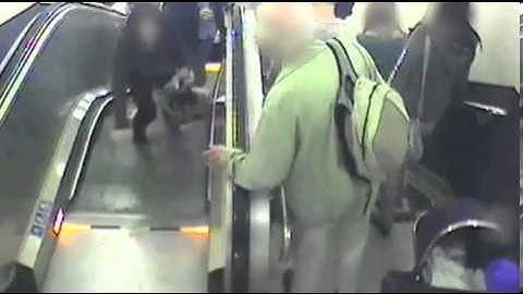 Be careful! Hilarious CCTV of trips up and down escalators