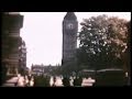 LONDON 1944,COLOUR FILM, LEICESTER SQUARE, BIG BEN.