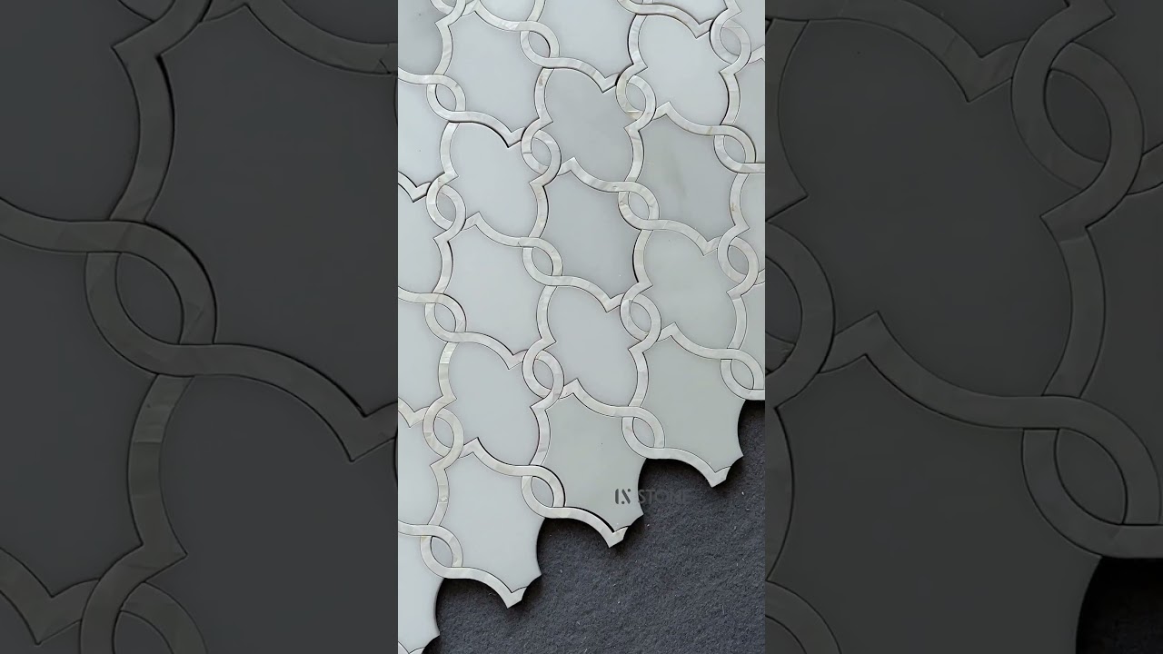 Water Jet Pearl With Marble Mosaic Tile. 