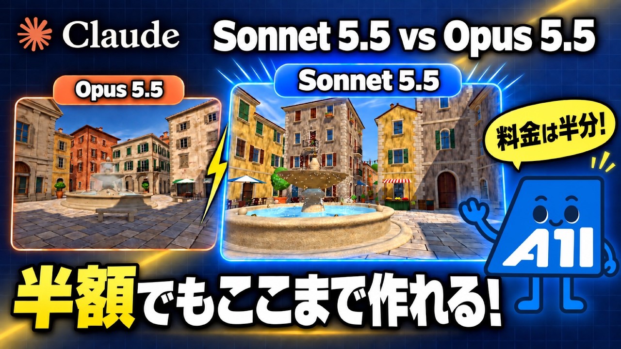 Claude Sonnet 5.5 vs Opus 5.5｜同じ13課題を作らせたら、半額でここまで作れた