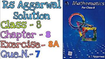 Linear Equation | Class 8 Exercise 8A Question Number 7 | Rs Aggarwal Class 8 | Md Sir class 8