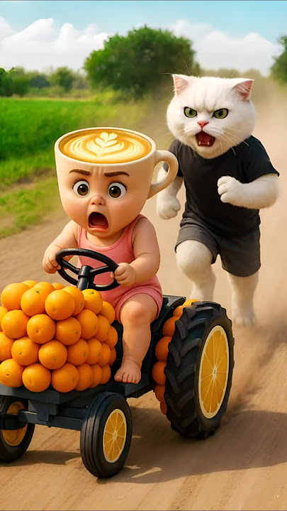 😭Cappuccino mom built an orange tractor for her son... Then the Cat and kitten did this💔🚜 #shorts