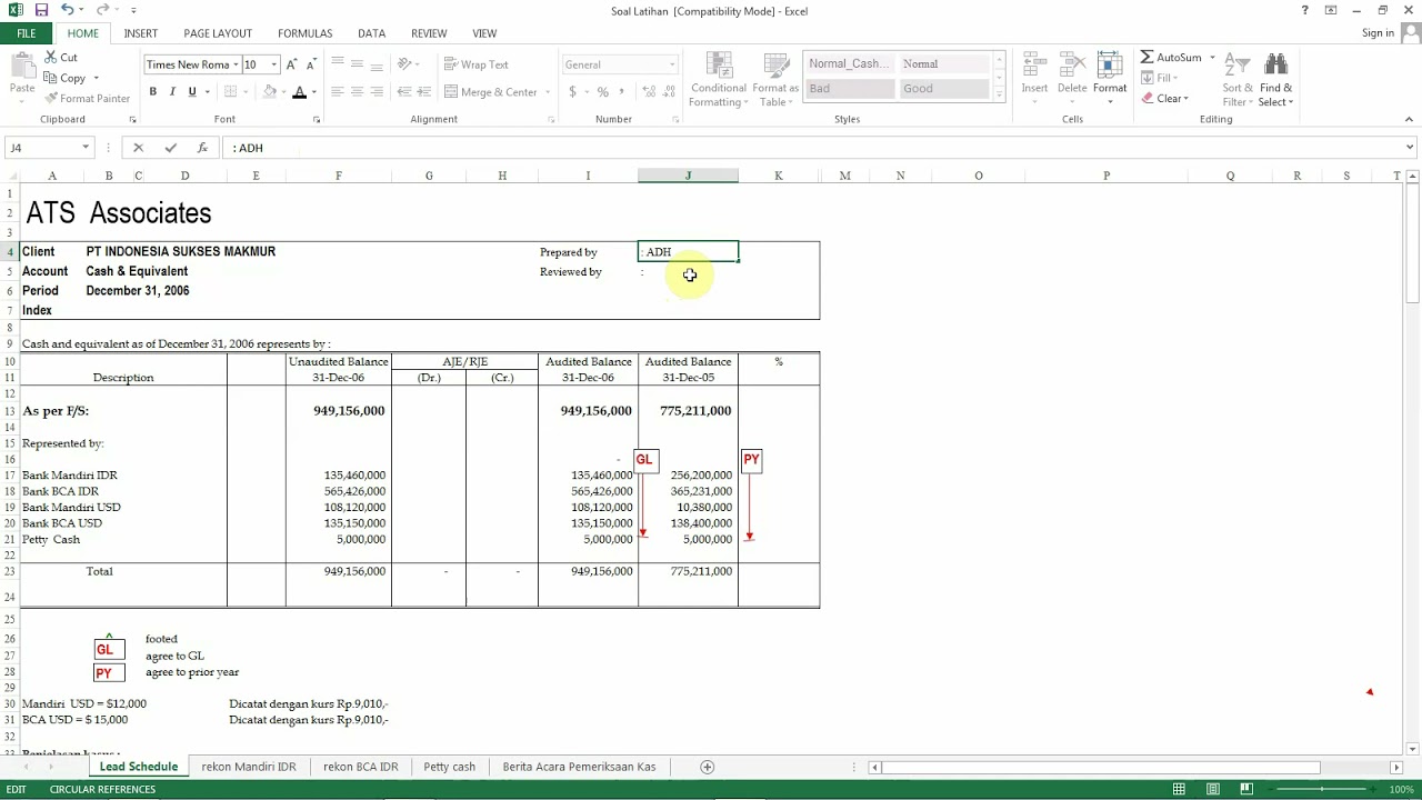 Latihan Audit 2 Kas dan Setara Kas 2021 PNP