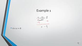 MATH100 One Step Linear Equations